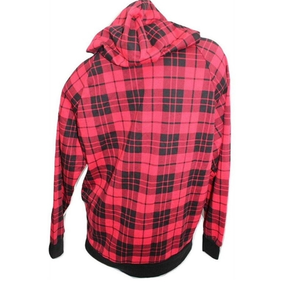 VS SPORT Full Zip Hoodie Soft Fleece Color Red Plaid, Size Medium - Picture 10 of 10